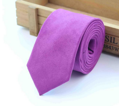 Lilac Purple Suede Skinny Tie