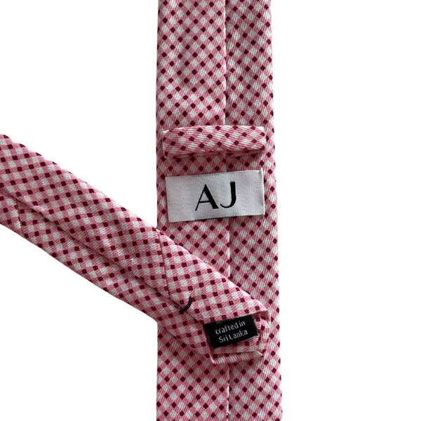 Shades of Red & White Checkered Skinny Tie