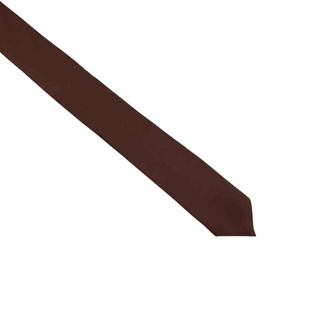 Dark Milk Chocolate Brown Satin Silk Skinny Tie