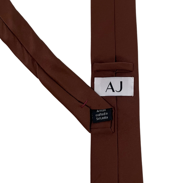 Dark Milk Chocolate Brown Satin Silk Skinny Tie