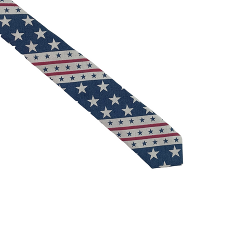 White & Blue Stars Skinny Tie