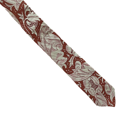 Vintage Garden Chocolate Brown & White Skinny Tie