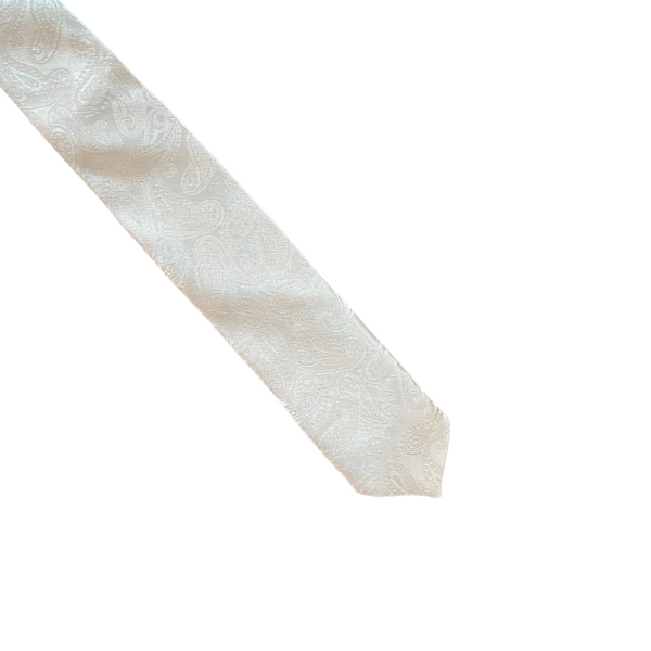 Groom's Luxury Paisley White Skinny Tie