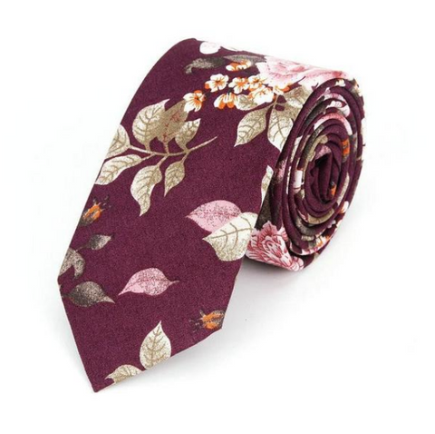 Floral Maroon Skinny Tie