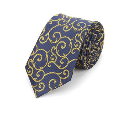Vintage Swirls on Dark Blue Skinny Tie
