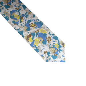 Watercolour Abstract Blue and Yellow Tone Skinny Tie
