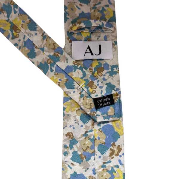 Watercolour Abstract Blue and Yellow Tone Skinny Tie