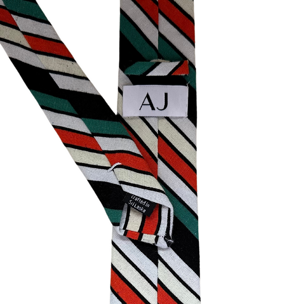 Classic Candy Cane Green, Black, White, Light Yellow and Red Skinny Tie