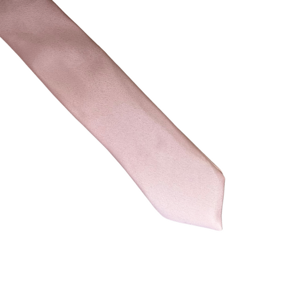 Classic Solid Light Pastel Pink Satin Silk Skinny Tie