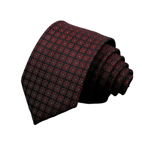 Classic Burgundy Block Print on Skinny Tie
