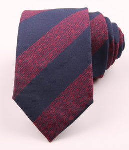 Navy Blue and Red Wide Stripes Skinny Tie