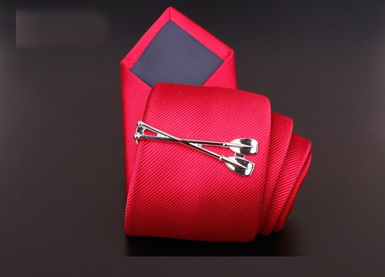 Silver Boat Oars Tie Clip