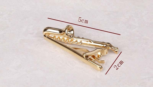 Gold Saxophone Tie Clip
