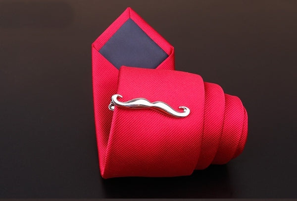 Silver Handlebar Moustache Tie Clip