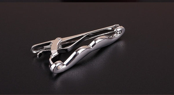 Silver Handlebar Moustache Tie Clip