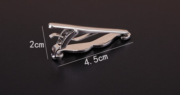Silver Handlebar Moustache Tie Clip