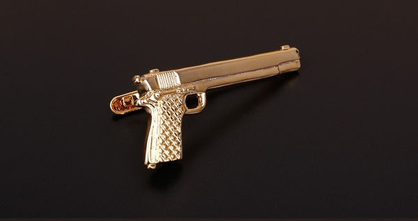 Gold Pistol Tie Clip