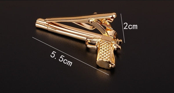 Gold Pistol Tie Clip