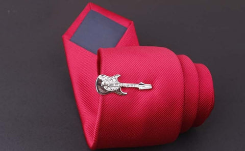 Silver Guitar Tie Clip