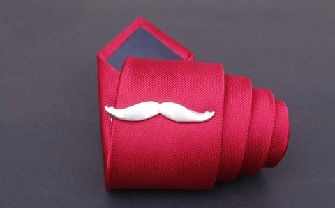 Silver Moustache Tie Clip
