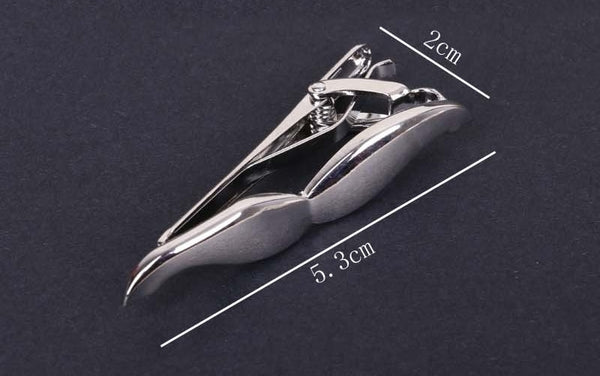 Silver Moustache Tie Clip