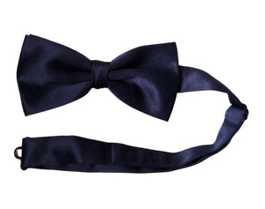 Navy Blue Satin Silk Tuxedo Bow Tie