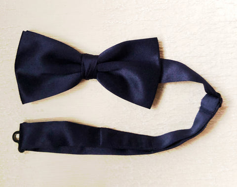 Navy Blue Satin Silk Tuxedo Bow Tie
