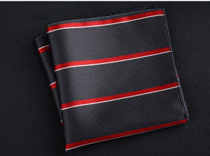 Red Stripe Black Pocket Square