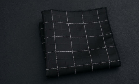 White Dotted lines Black Checks Pocket Square