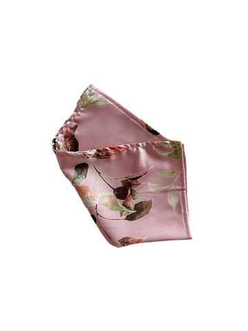 Groom's Luxury Light Pink with Printed Leaves Silk Pocket Square