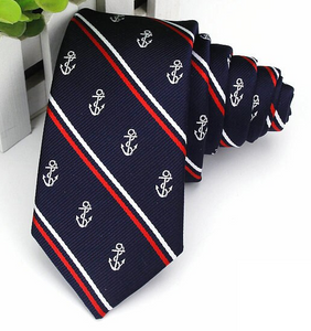 Anchor & Stripes Dark Blue Skinny Tie