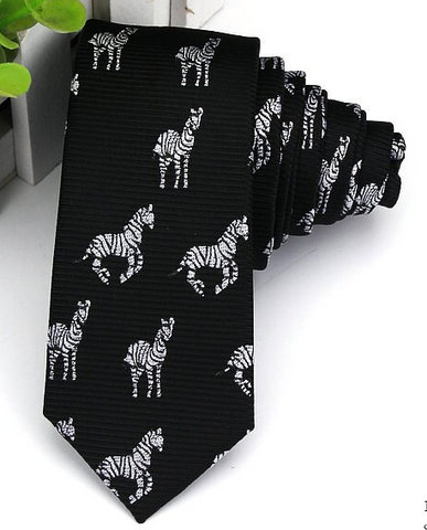 Zebra Black Skinny Tie