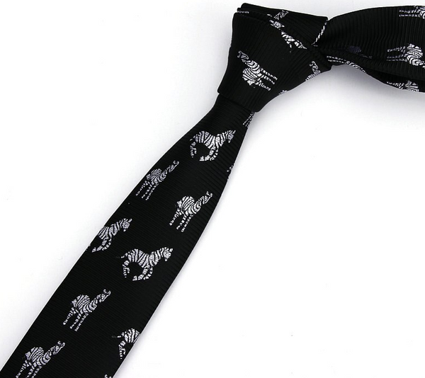 Zebra Black Skinny Tie