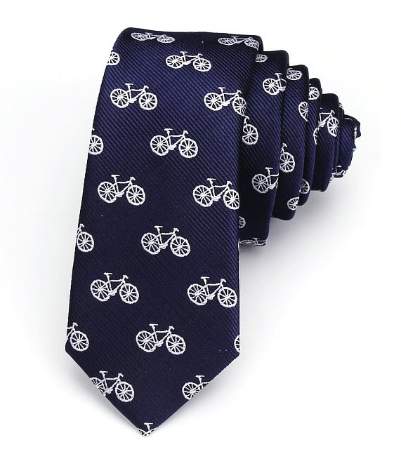 The Cyclist's Bicycle Dark Blue Skinny Tie