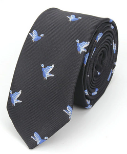 Blue Bird Black Skinny Tie